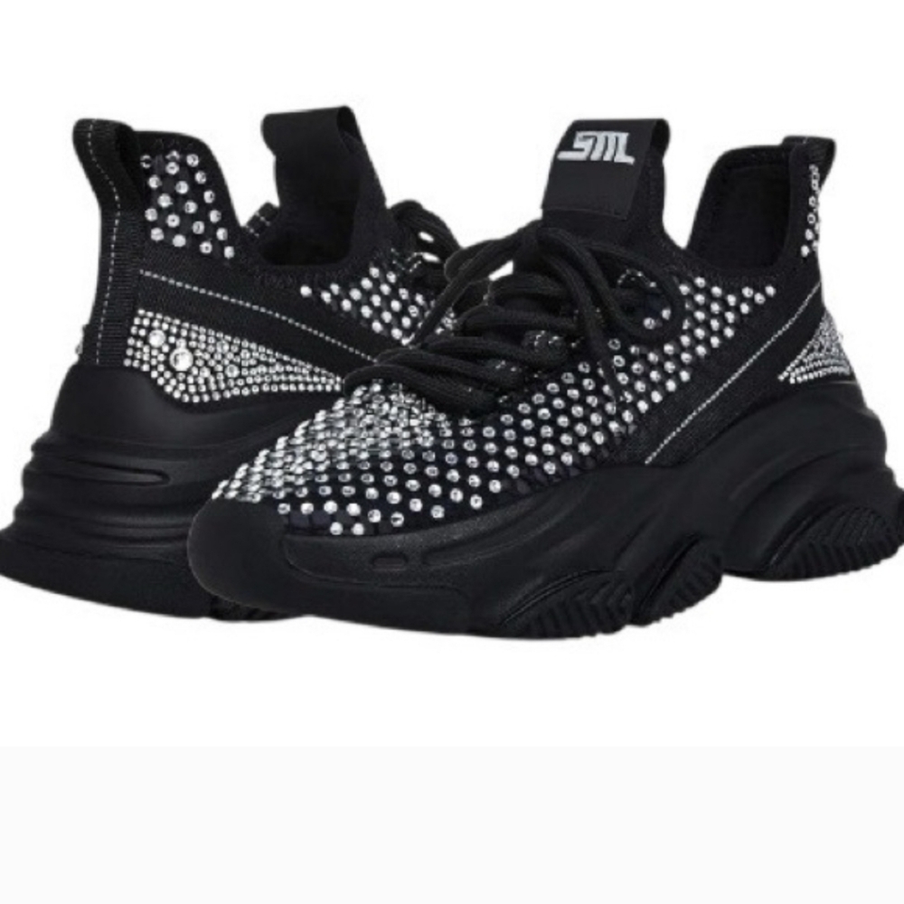 Steve Madden Black Rhinestone Platform Sneakers